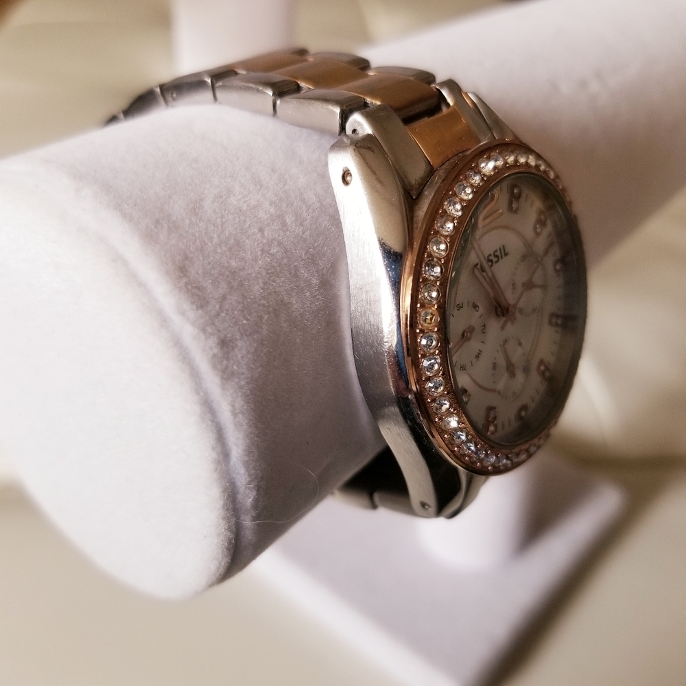 Ladies Fossil Riley Two Tone Crystal Accented Mul… - image 6